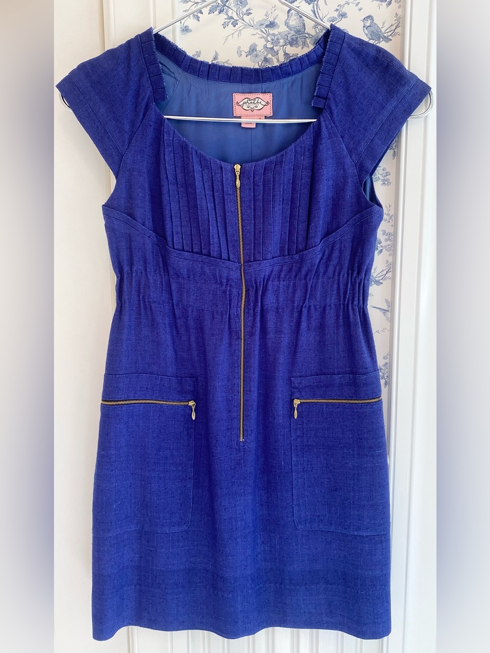 Phoebe Couture Royal Blue Cap-Sleeve Midi Dress
